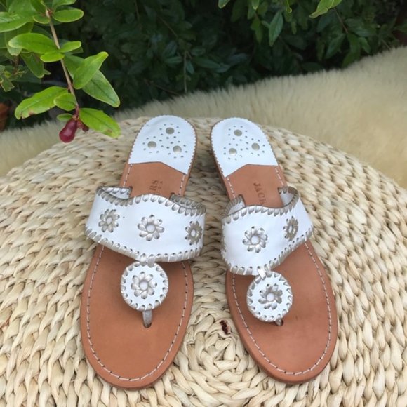 ❄️Jack Rogers white and platinum whip stitch Sz 8 - Picture 5 of 6
